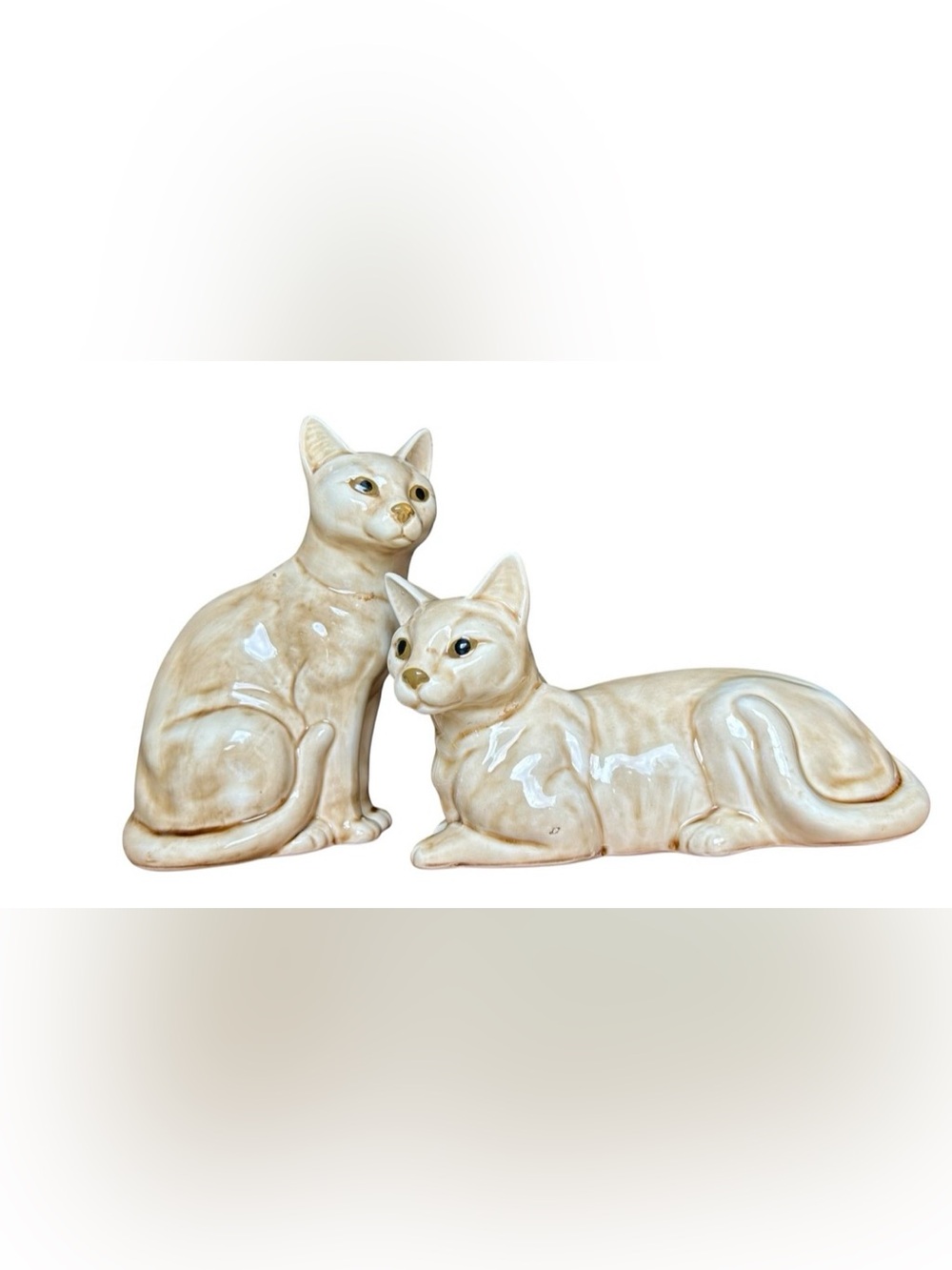 Vintage Norleans Japan Ceramic Siamese Cats Figurines Egyptian Cats Pair Of 2
